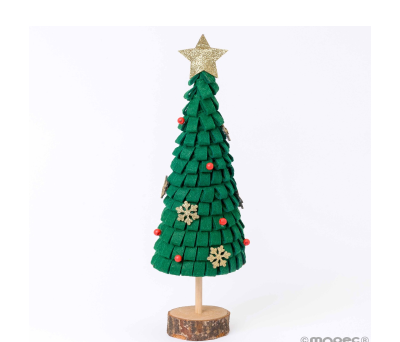 Árbol de fieltro verde con estrellas doradas 36cm - ANA50