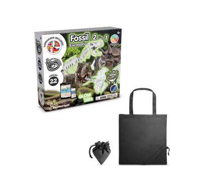 2 in 1 Fossil Excavation Kit V. Juego educativo suministrado con una bolsa de regalo plegable de 190T - st-35827-103