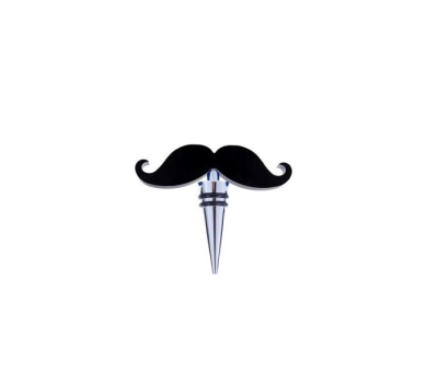 tapon de vino mostacho color negro en caja de regalo