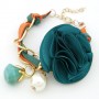 pulsera con flor y perlas en color azul