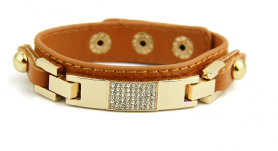 pulsera de cuero con brillantes marrón