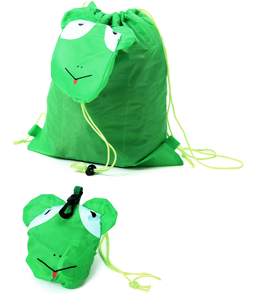 mochila rana verde como detalle para los niños