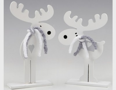 calendario electrodo primavera Adornos de Navidad: originales renos de madera en color blanco
