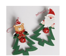 colgante en forma de árbol de navidad con papa noel y osito de navidad para decorar tu árbol estas navidades