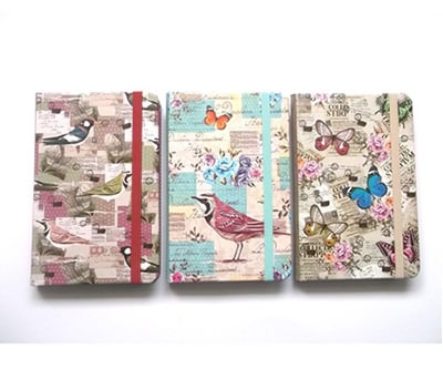 Libreta tapa dura con motivos vintage de animales y flores