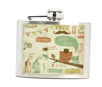 Petaca metal forrada de estilo vintage como detalle para los hombres invitados