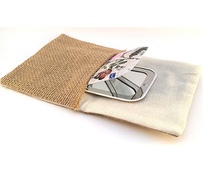Portatodo jute corazón con espejo de aluminio vintage modelo flores
