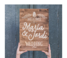 cartel de madera con mensaje personalizado welcome wedding para bodas rústicas y vintage