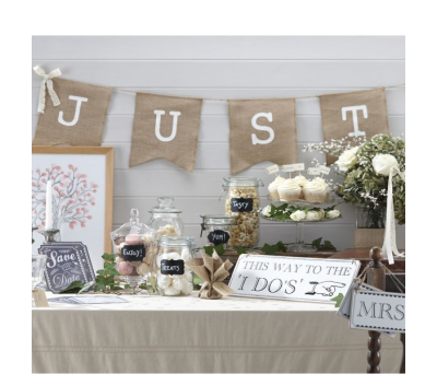 guirnalda para bodas rusticas Just Married