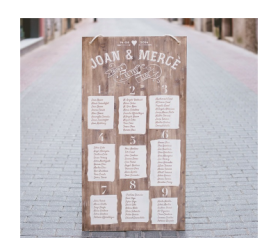 seatting plan de madera personalizada con el nombre de todos tus invitados. Encuentra tu sitio!!