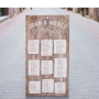 seatting plan de madera personalizada con el nombre de todos tus invitados. Encuentra tu sitio!!