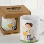 Taza cerámica niño comunión en bici con caja de regalo como detalle de comunión Taza cerámica niño comunión en bici con caja de regalo como detalle de comunión