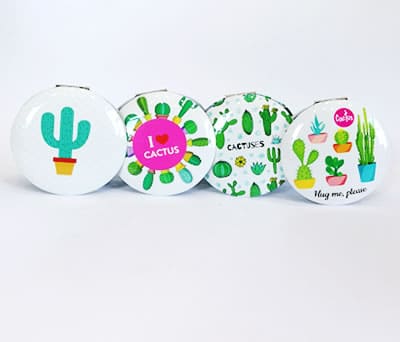 Espejos cactus redondos como detalle de boda para las mujeres de la boda o comunión
