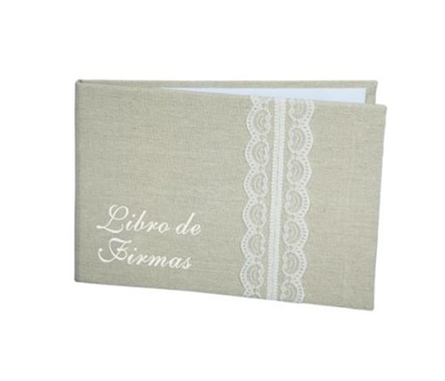 Libro de firmas yute para que los invitados dejen sus recuerdos en tu boda