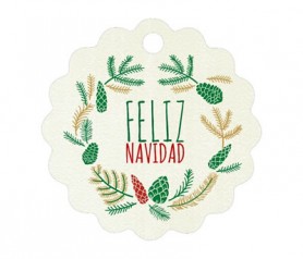 Etiqueta navideña ondas feliz navidad para completar tu regalo de navidad