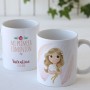 Taza cerámica niña comunión en caja de regalo como Detalle para invitados de comunión