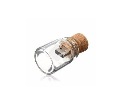 Usb corcho en botellita de cristal como detalle para los invitados de tu boda