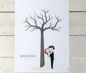 Lámina árbol de huellas personalizable para que tus invitados dejen su recuerdo de boda