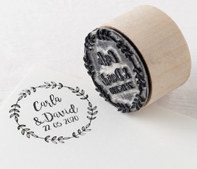 Sello personalizado redondo Corona de olivo para personalizar los obsequios a los invitados