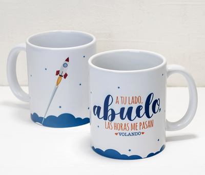 Taza contigo abuelo las horas pasan volando regalo especial para los yayos