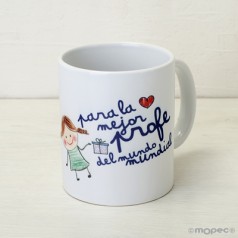 Taza para la mejor profe del mundo mundial como regalo especial para fin de curso
