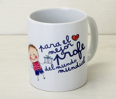 Taza para la mejor profe del mundo mundial como regalo especial para fin de curso o navidades