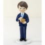 Figura comunión niño traje azul biblia en mano