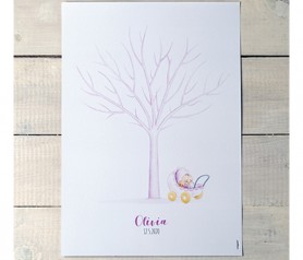 Lámina árbol huellas Pit&Pita cochecito niña Detalles Bautizo