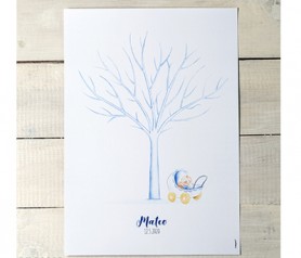 Lámina árbol huellas Pit&Pita cochecito niño Detalle Bautizo