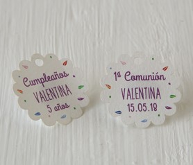 Tarjeta flor hojitas de colores detalles para fiestas infantiles o comunión