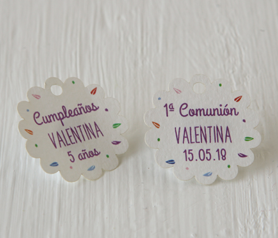 Etiquetas personalizadas para eventos: comuniones