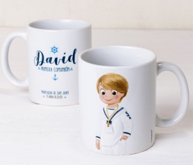 Taza cerámica Comunión marinero mano en bolsillo caja regalo