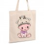 Ideal bolsa de asa bebé con gorrito de vaquita como detalle de bautizo o para llevar todos los complementos del bebe