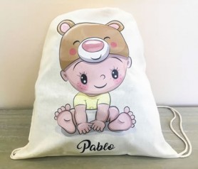 Petate osito personalizado como detalle de bautizo o comunión para invitados