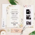 Invitación de boda con fotos de los novios estilo polaroid