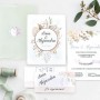 Invitación de boda flores mint con tarjeta de confirmación sobre y pegatina