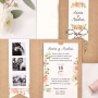 Invitación de boda kraft con fotos polaroid de los novios