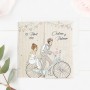 Invitación de boda papás novios en bicicleta