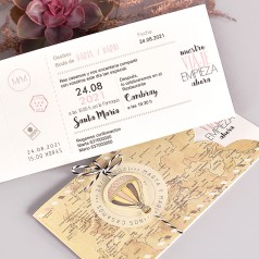Texto de la invitación de boda Nuestro viaje empieza con diferentes transportes para elegir