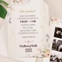 Texto de la invitación de boda en impresión digital y fotos polaroid