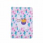 Libreta de llamas con tapa dura con cierre de banda elástica con hojas blancas y líneas para regalar como detalle de boda o comunión o hacer un regalo especial modelo rosa