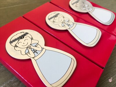 Imán niña comunión personalizado con fecha y nombre como detalle para los invitados a tu comunión