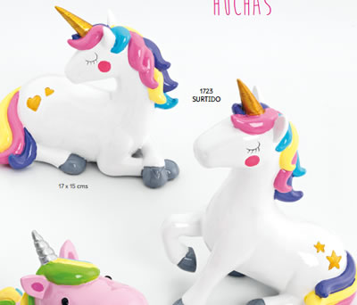 Huchas de unicornios blancos para regalar como detalle de cumpleaños o en fiestas infantiles
