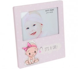 Portafotos bebé niña rosa para personalizar como detalle de bautizo, babyshower o para regalar al bebé recién nacido