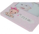 Portafotos bebé niña rosa para personalizar como detalle de bautizo, babyshower o para regalar al bebé recién nacido con detalle de madera