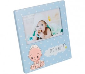 Portafotos bebé niño azul para personalizar como detalle de bautizo, babyshower o para regalar al bebé recién nacido