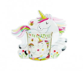 taza unicornio con cartón decorativo para las niñas invitadas a la comunión