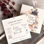 Elegante invitación de boda 2020 corona flores tonos rosas y azules con tarjeta extraible