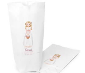 bolsa de papel niña cesta comunión personalizable para presentar los detalles a tus invitados