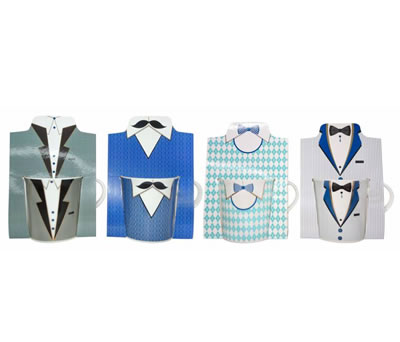 set de tazas esmoquin para hombre surtidas en modelos como detalle para los invitados de tu boda o evento